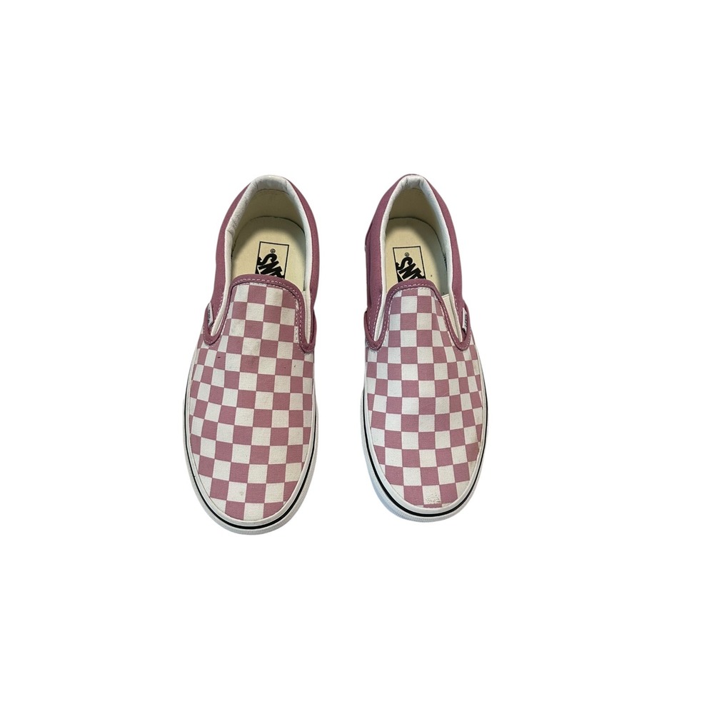 Vans Classic Slip-On Sneakers Womens 6.5 Mauve Pink Checkerboard Good Canvas